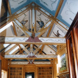 Painted Library Ceiling and Beams